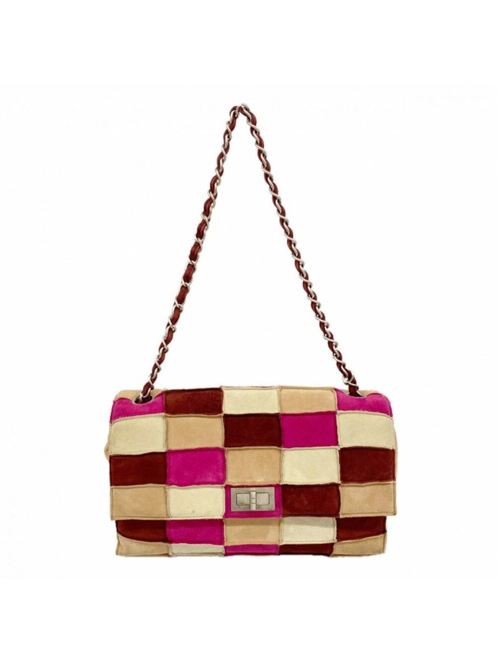Chanel Shoulder Bag 2.55 Suede Multicolor Silver